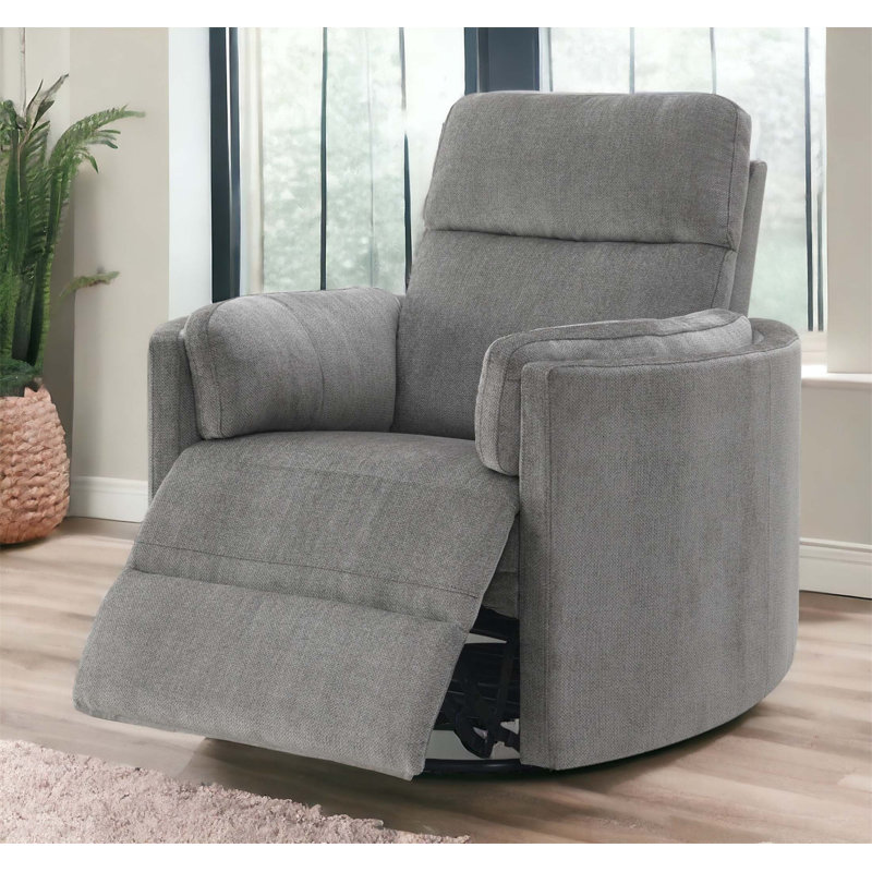 Sagen Charcoal Chenille Swivel Glider Recliner With Comfortable Pocket Coils And Durable Frame,  For Modern Living Spaces