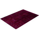 Overdyed Hand-Knotted Wool Modern-Contemporary Purple Area Rug 6' 2" x 8' 9"