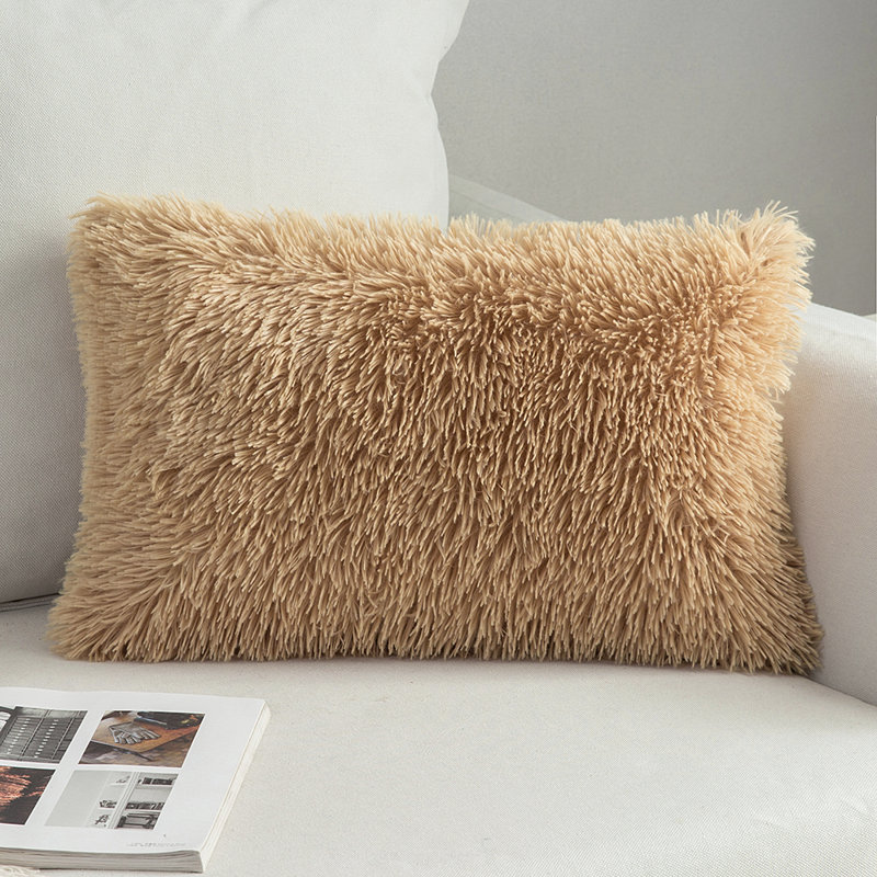 Ensemble de 4 housses de coussin en fausse fourrure II, Noir