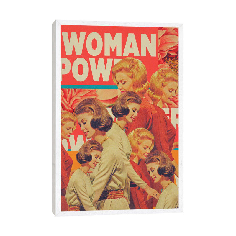 Woman Power by Frank Moth - Print on Canvas, 101.6cm H x 66.04cm W x 3.81cm D, White Framed