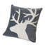 Coussin décoratif carré Lopa, broderie Renne des fêtes, velours gris 20 po