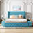 Upholstered Platform Bed Queen Size Storage Velvet Bed with Wingback Headboard and 1 Big Drawer,2 Side Storage Stool-1767305166