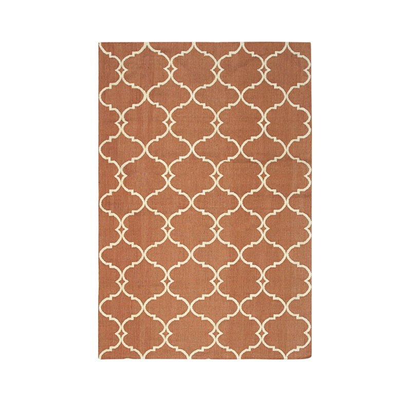 Tapis orange noué à la main Durrant, Rectangle de 5 pi x 8 pi