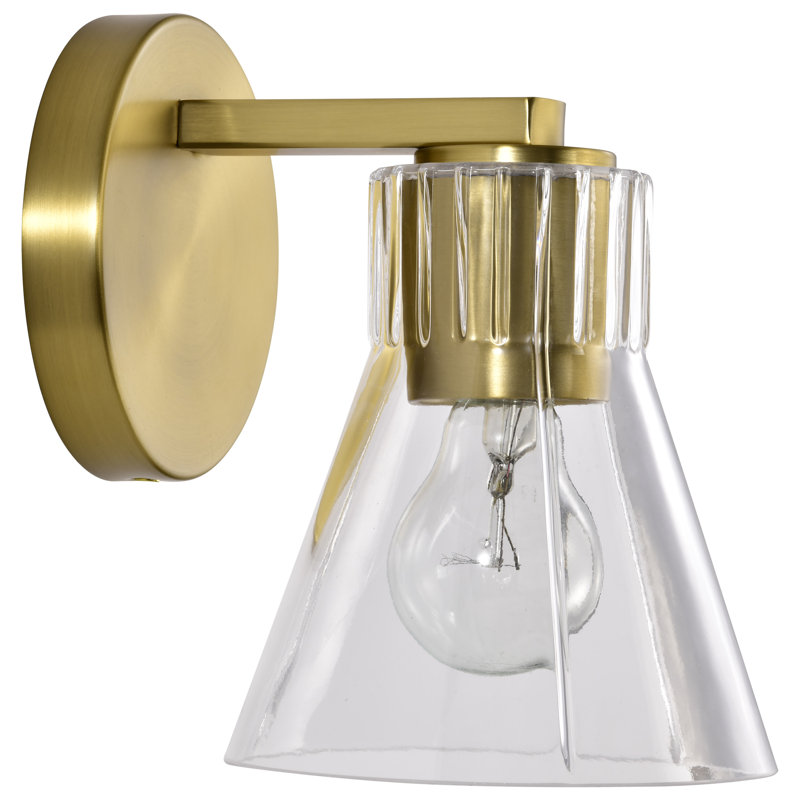 Meuble-lavabo 1 lumière Spruill - verre transparent, Laiton rétro
