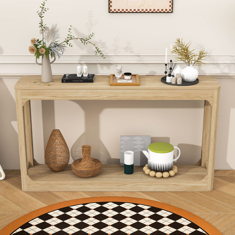 Console sophistiquée moderne avec tablette ouverte, Naturel