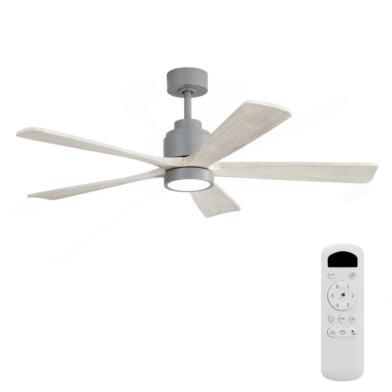 Ventilateur de plafond de 52 pouces avec lumière, télécommande silencieuse à 6 vitesses, DEL à intensité variable, pour le salon, la chambre à coucher et autres intérieurs