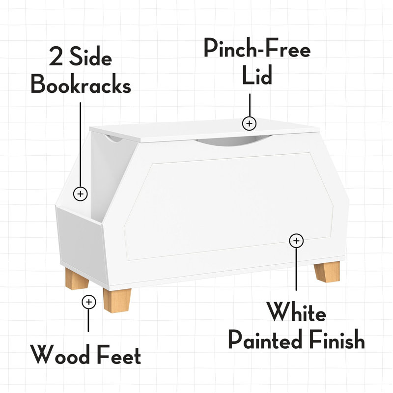 Light Woodgrain Kids' Toy Storage Box with Side Shelves