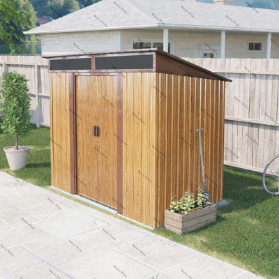 Outdoor Metal Storage with Transparent plate and Foundation for Backyard Garden Patio