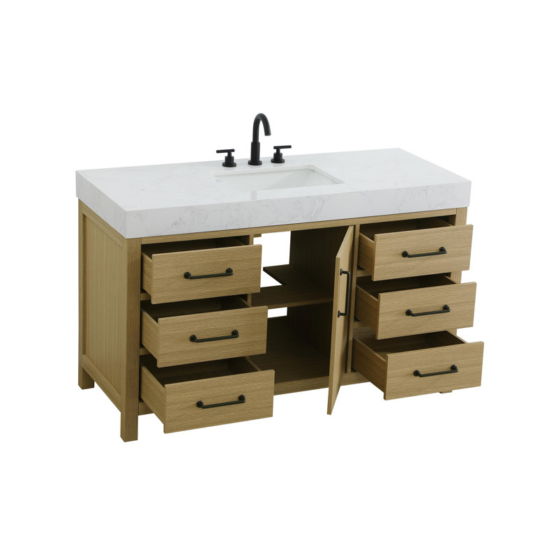 54 inch Single Bathroom Vanity_Traditional_VF60654, Honey Brown