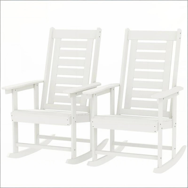 Ensemble de chaises berçantes d'extérieur, 2 pièces avec mouvement fluide et durabilité en PEHD pour la détente sur le patio