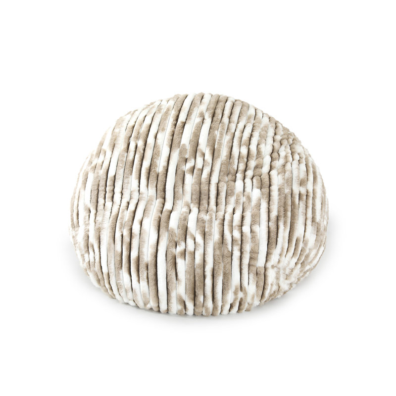 Oversized Large Round 5 Foot Giant Foam Filled Faux Rabbit Fur Bean Bag Sofa with Soft Removeable Cover, White/Brown 