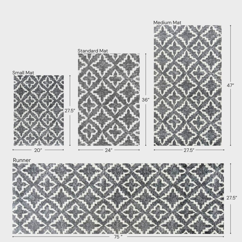 Tapis de couloir une pièce maltais gris, Rectangle 2 pi 4 po x 6 pi 3 po