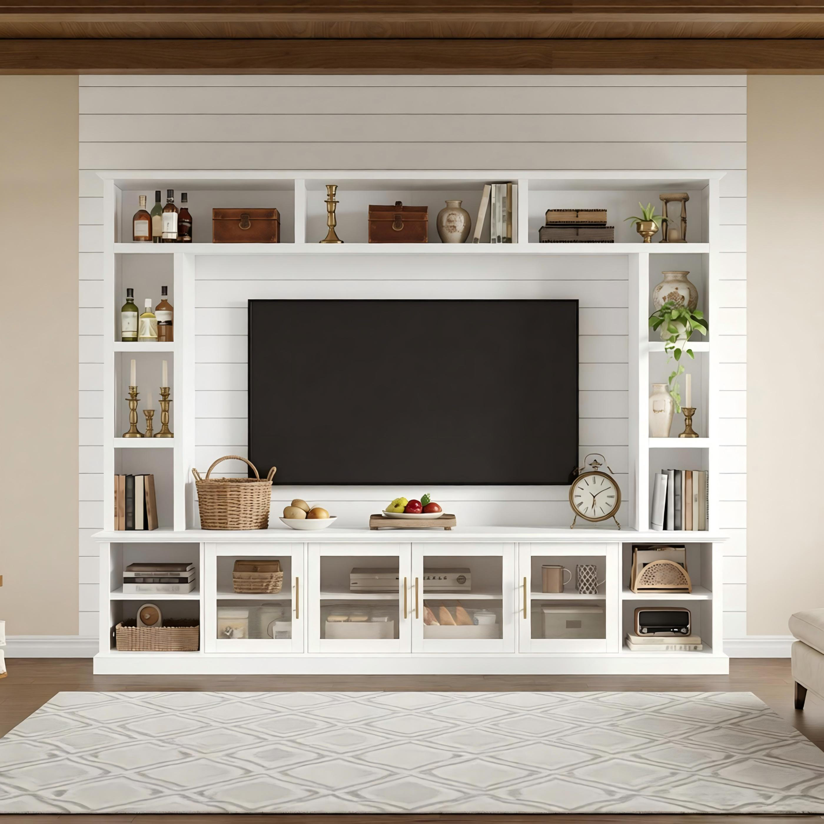 Bay Isle Home™ Entertainment Center Wall Unit For Tvs Up To 80", All-in ...