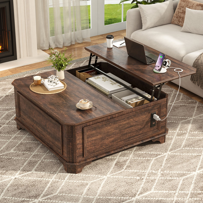 40" Coffee Table, Wood Storage Coffee Table With Lift Top, Brown, Brown