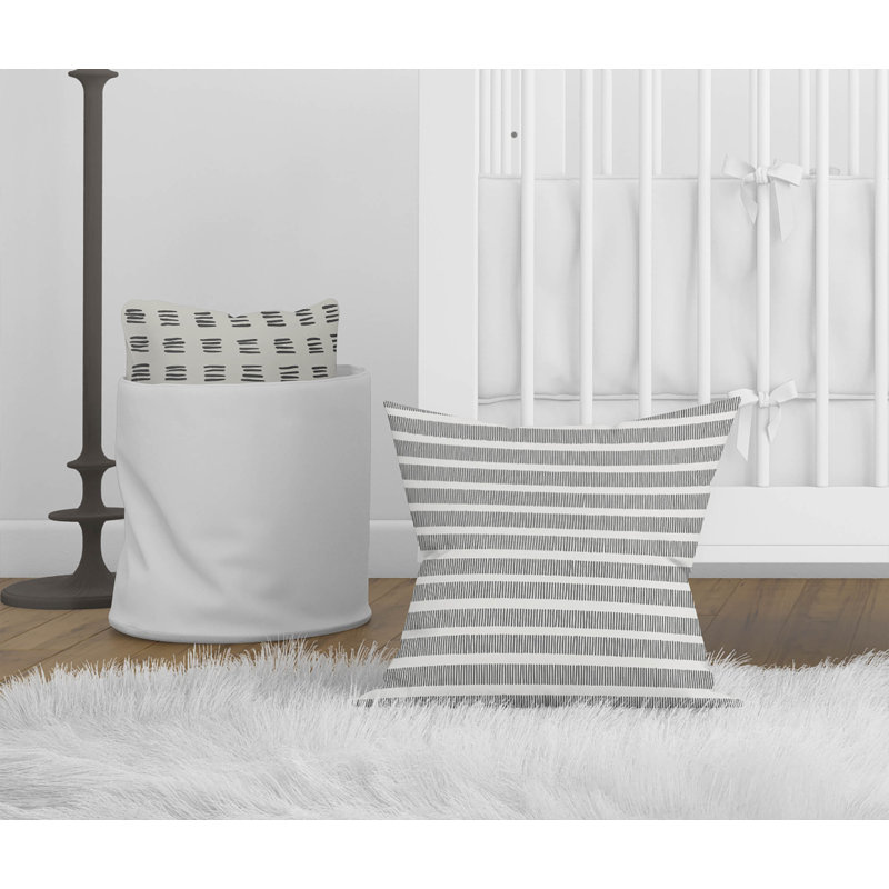 Coussin Comb, H 20 po x l 20 po, Ivoire, gris anthracite