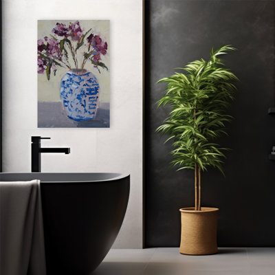 Maison de campagne / chalet et jolies fleurs contemporaines en pot chinois