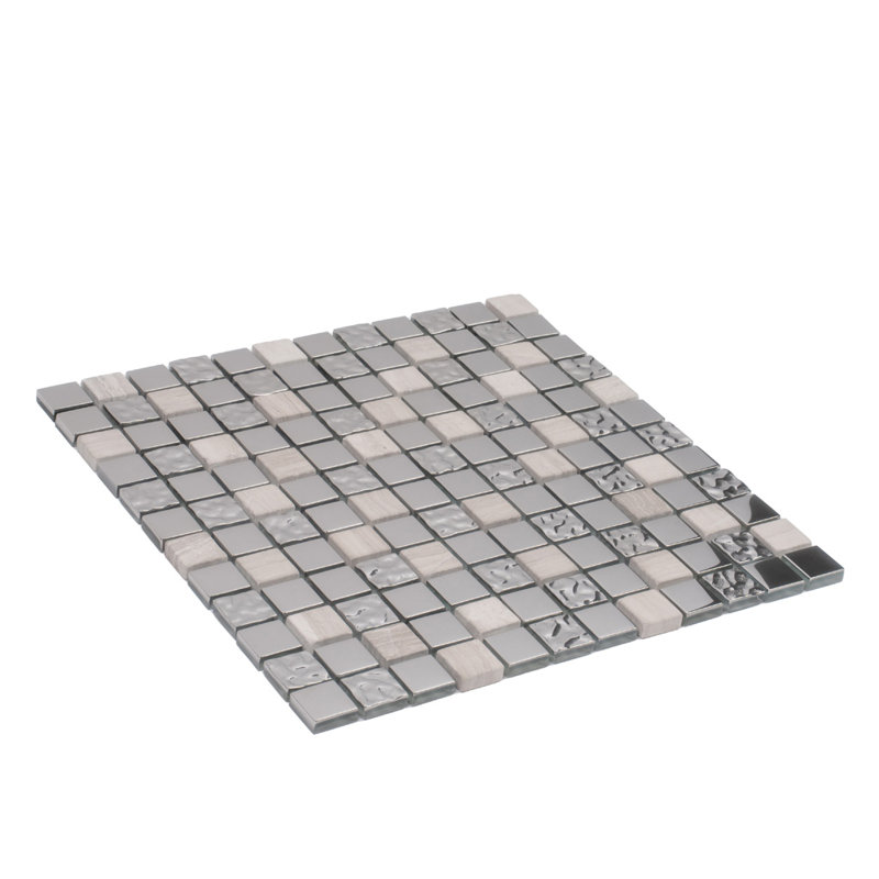11.7" x 11.7" Grid Mosaic Wall & Floor Tile, Silver