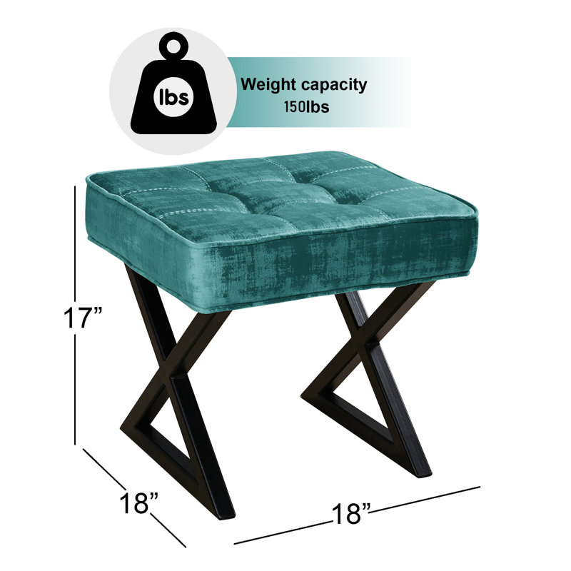 Kadra Upholstered Ottoman, Deep Teal 