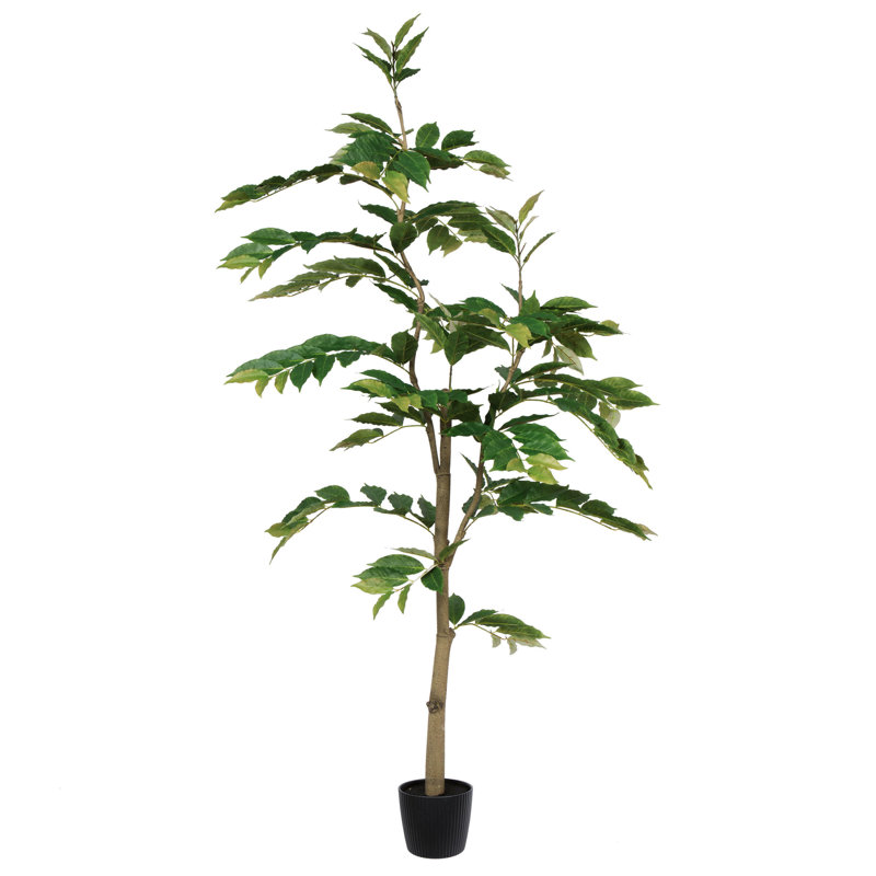Nandina artificiel en pot vert., H 72 po x l 37 po x P 37 po