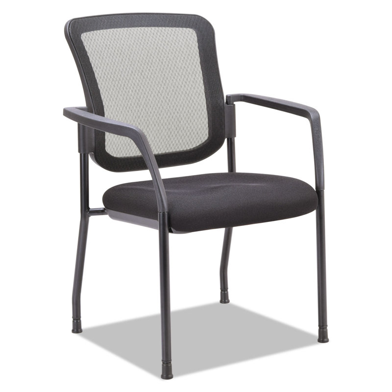 Modern Mesh Guest Stacking Chair with Black Metal Frame