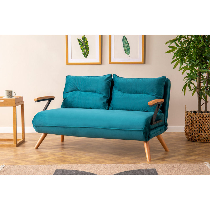 Canapé-lit rembourré de 52,4 po Shearson, 100% polyester vert pétrole