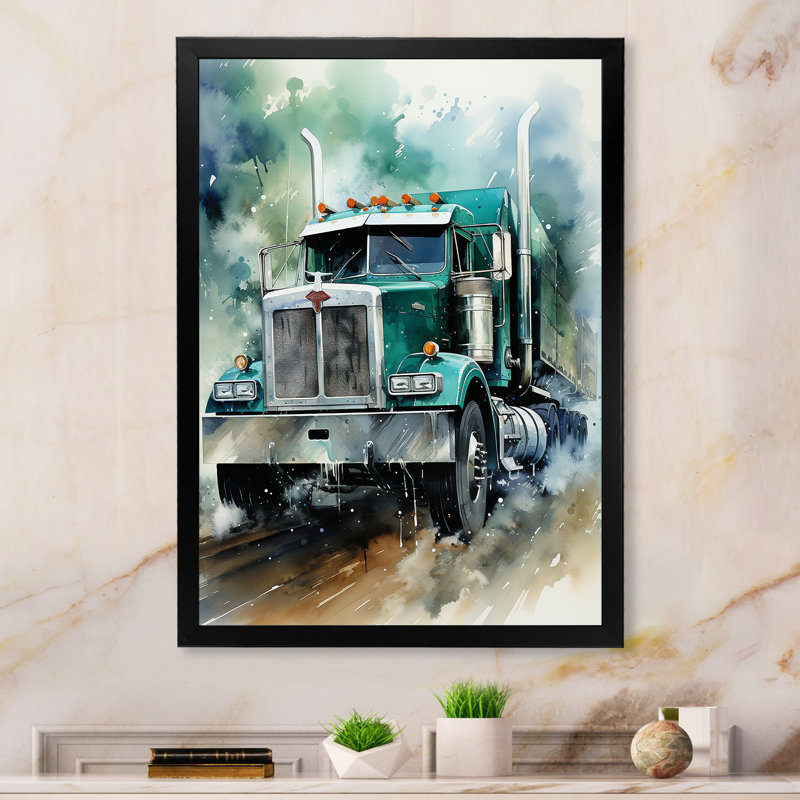 Camion semi-lourd II - impressions sur toile, Cadre photo noir, H 20 po x l 12 po x P 1 po