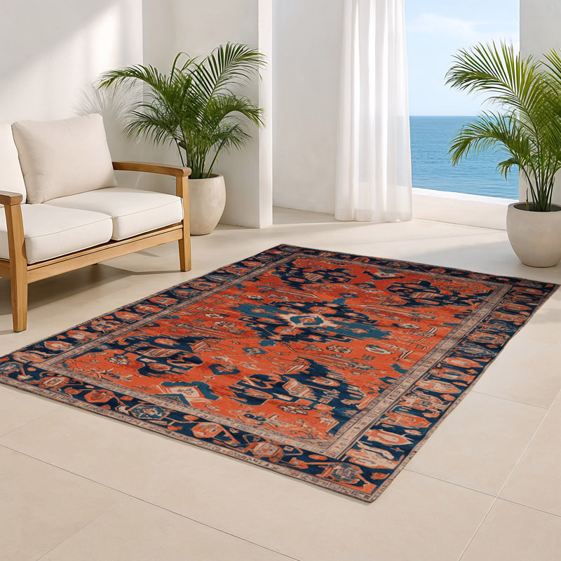 Tabriz Brown Indoor and Outdoor Area Rug, Rectangle 2' x 3'