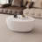 Modern Coffee Table, Light Sintered Stone Goose Egg Shape Top with White PU, Unique Pattern-2101893925