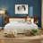 King Linen Upholstered Platform Bed with Built-in Nightstands & 2 Large Storage Drawers & Wood Grain Storage Headboard, No Box Spring Needed, Cream-1401482594-1401482524