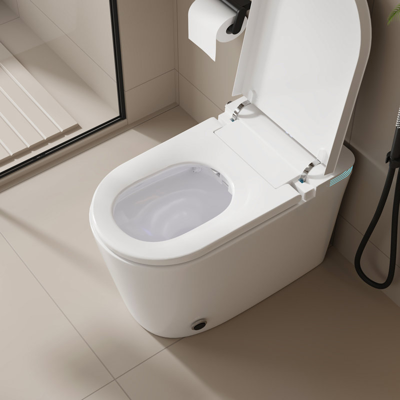 Toilette moderne intelligente avec siège chauffant et buse autonettoyante - chasse 27,6 x 15,9 x 17,7, 4,88 l