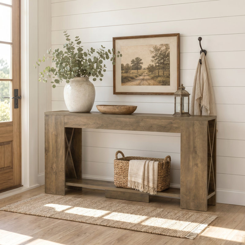 70.87" Wide Console Table with Open Shelving