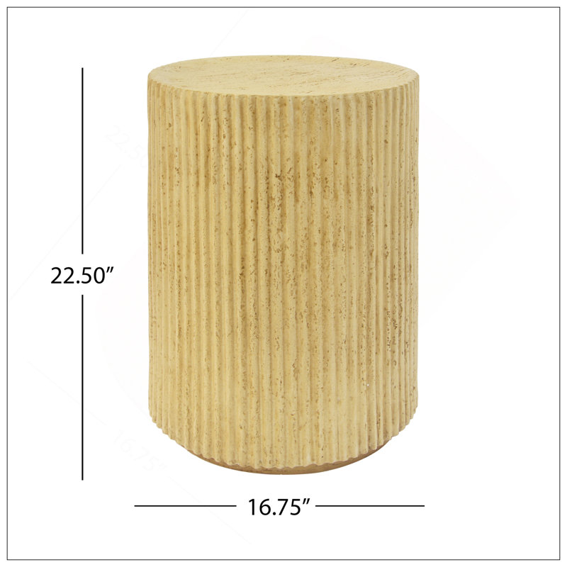 Table d'appoint cylindrique MGO, texture semblable au bois, couleur brun antique