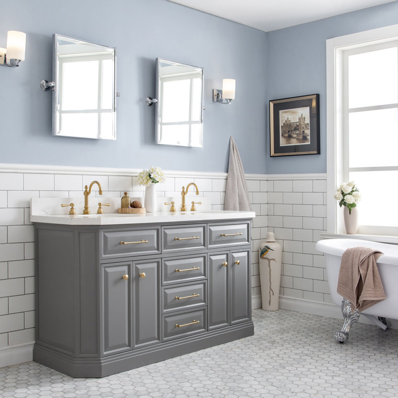 Palace 60'' W Double Vanity, Monarch Blue, Satin Gold