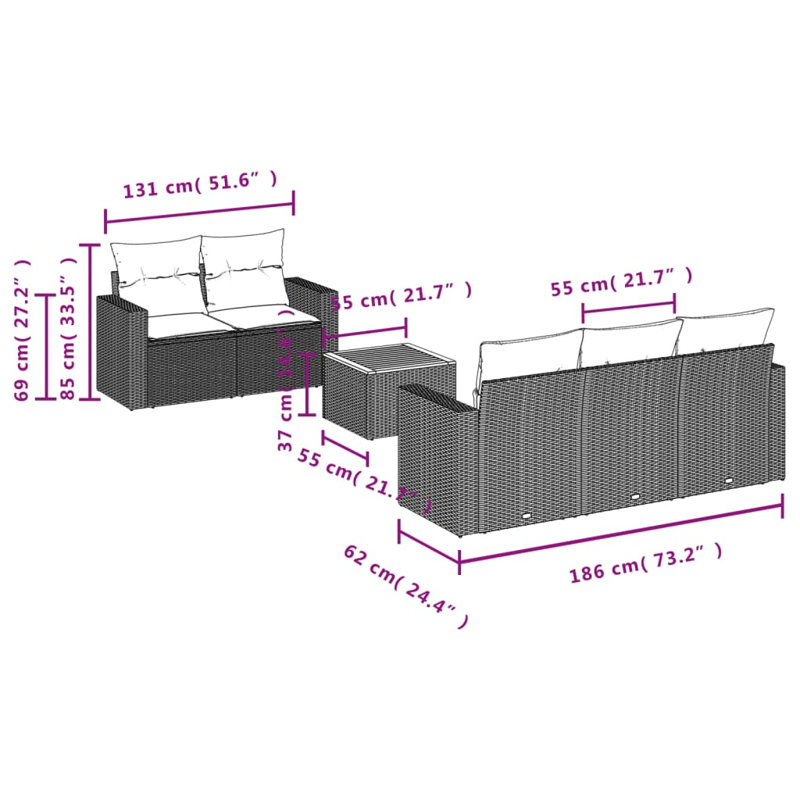 Vidaxl Garden Sofa Set Black