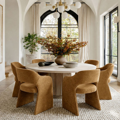 19" Seat Height Upholstered Chenille Dining Armchair