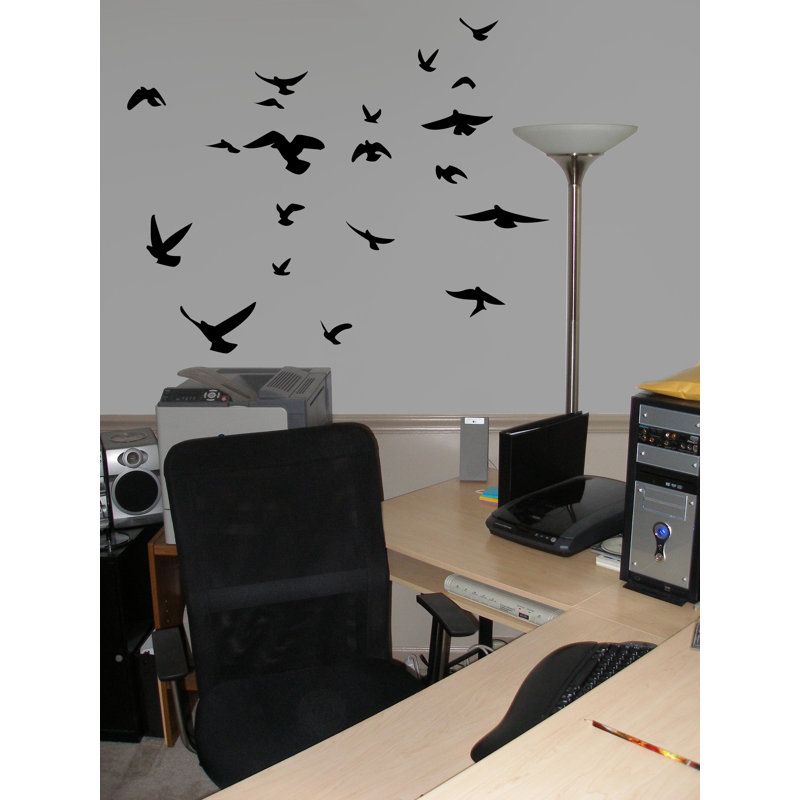 Décalcomanie murale silhouette d’oiseaux, Noir