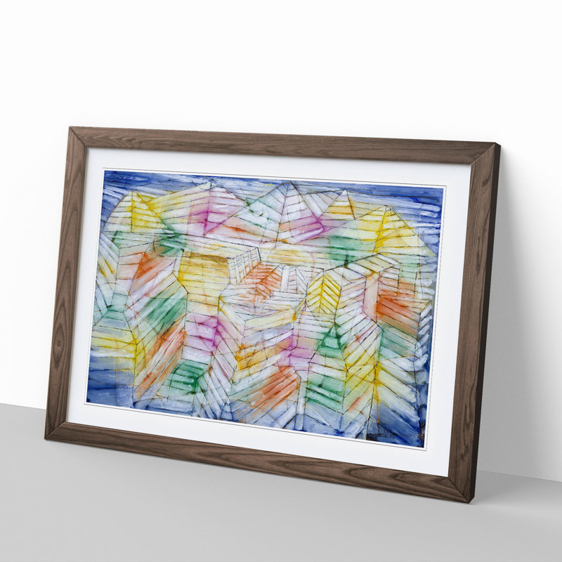 Mountain Construction by Paul Klee - Picture Frame Painting, Walnut Framed, 27cm H x 36cm W x 2cm D