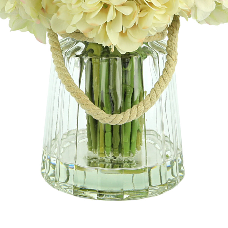Hydrangea Arrangement in Rope Embellished Vase