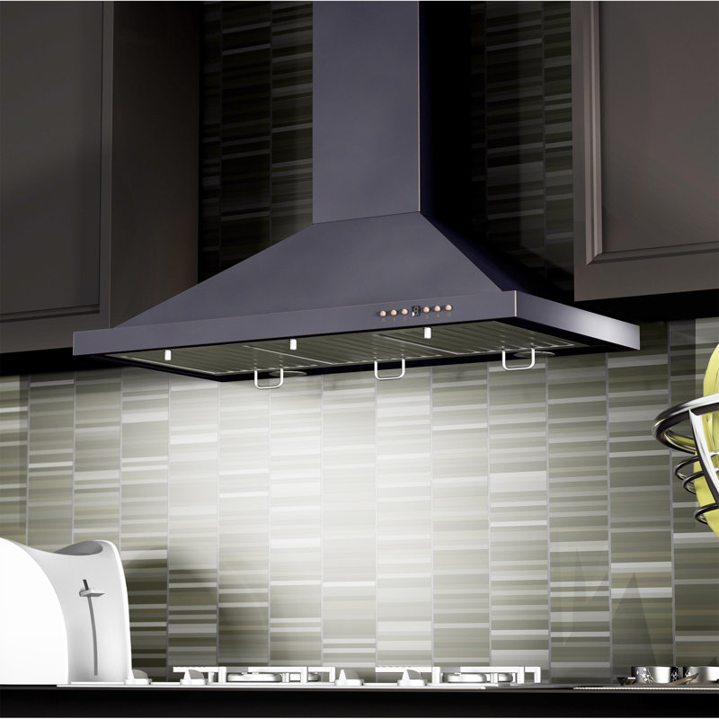 ZLINE 36" Designer Series Fingerprint Resistant Stainless Steel Convertible Vent Wall Mount Range Hood (8KBS-36), 36" W