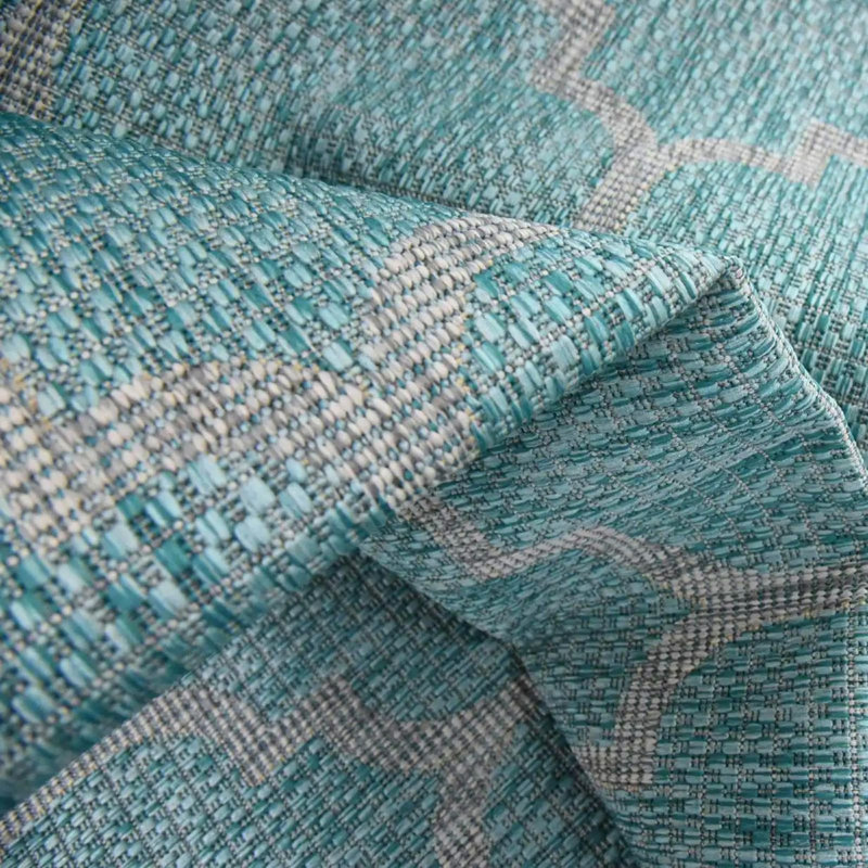 Tapis d'extérieur vert / bleu / vert, Rond 4 pi