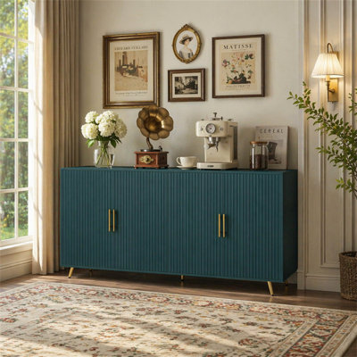 Meuble télé en bois avec armoire de rangement et tablettes réglables