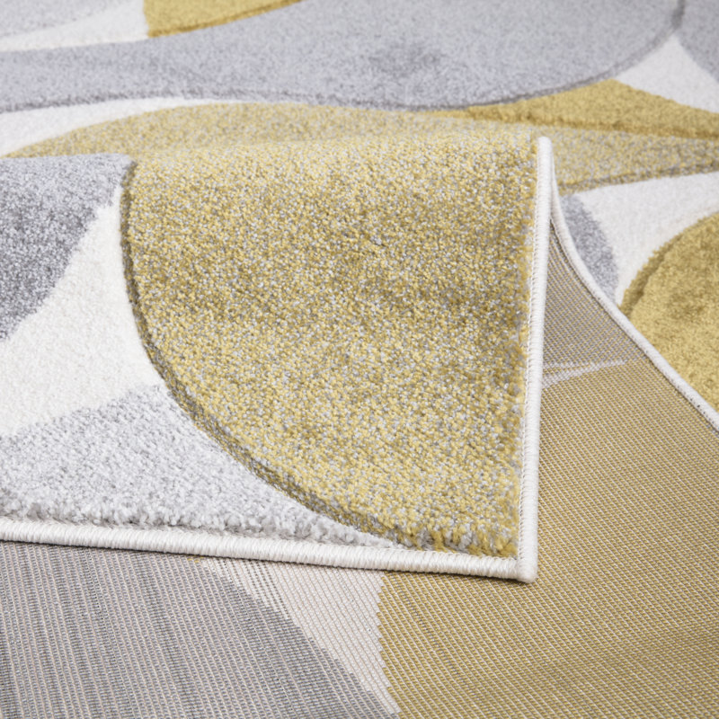 Kenzo Ochre Abstract Geometric Modern Rug – Large Living Room Carpet | Bedroom & Hallway Runner | Soft, Stain Resistant, Non-Shedding Floor Mat