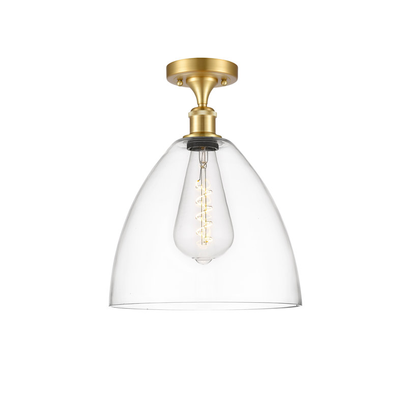 Plafonnier semi-encastré 1 lumière Germinia, H 14,75 po x l 12 po x P 12 po, Transparent, Or satiné