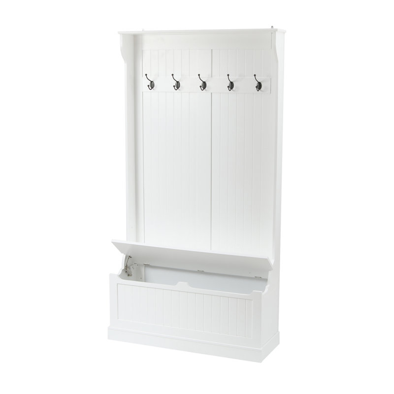 70.9"H White Hall Tree with Storage Bench and Storage