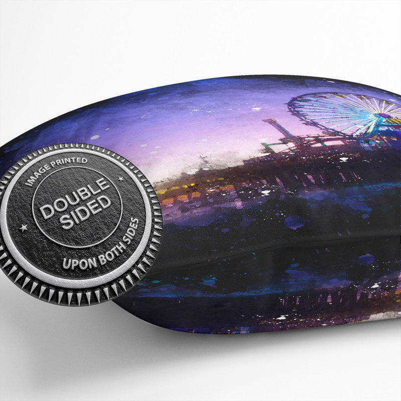 Santa Monica Pier Fairground Cushion with Filling, 40cm H x 40cm W x 15cm D