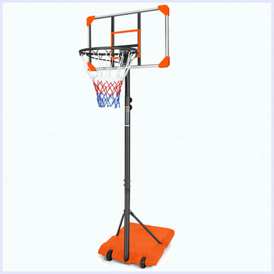Portable Basketball Goal System With Stable Base And Wheels, Use For Indoor Outdoor Teenagers Youth Height Adjustable 5.6 To 7Ft Basketball Hoop 28 Inch Backboard