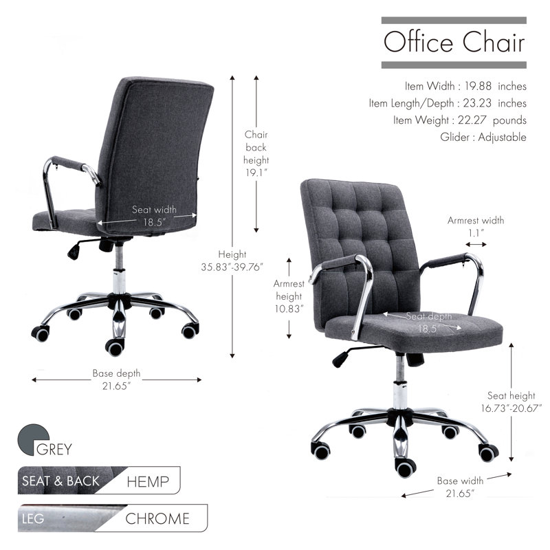 Polyester Blend Office Chair, Grey