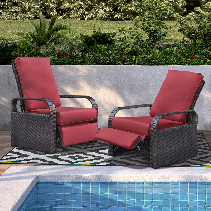 Chaise longue d'extérieur en métal Adhvik, Rouge