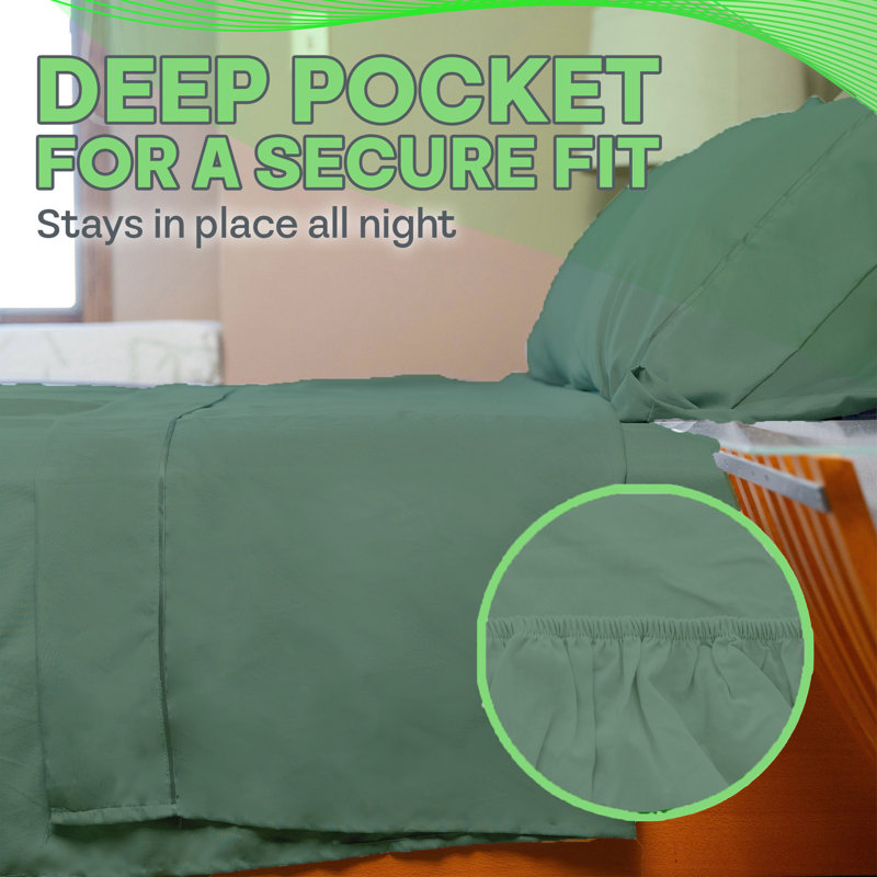 Ultra Soft Bamboo Sheet Set - 4 Pc Set - Wrinkle Resistant - Cooling Sheets with Deep Pockets, Treemoss