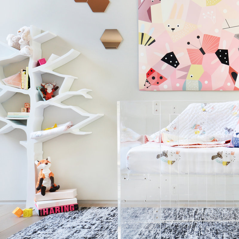White Tree-Shaped Wall Mount Nursery Bookcase